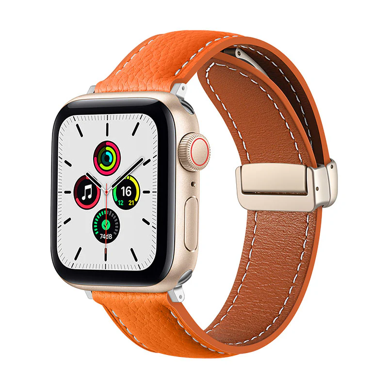 【全8色】マグネットバックルペブルレザーバンド【アップルウォッチ】